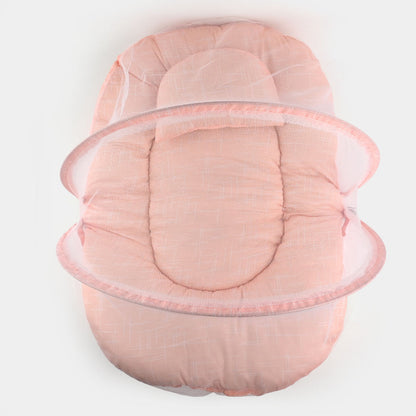 Peach Baby Bed With Mosquito Net