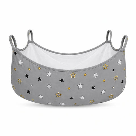 Heavy duty baby cradle cloth swing with mosquito net in grey star print
