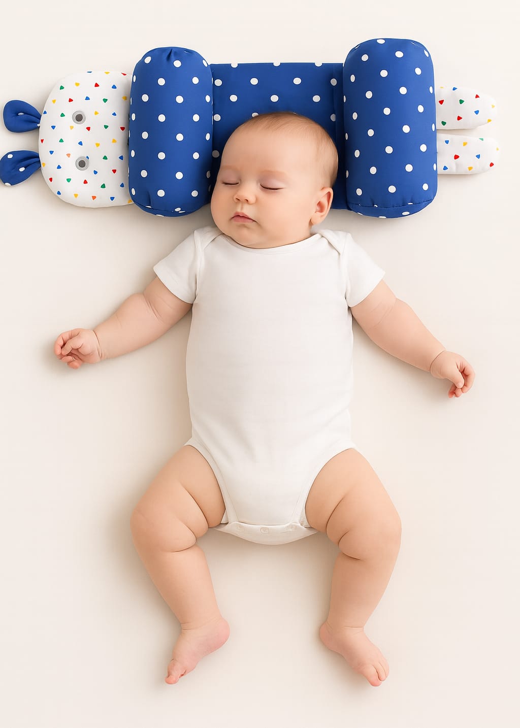 Adjustable baby head shaping pillow made of breathable cotton for flat head prevention