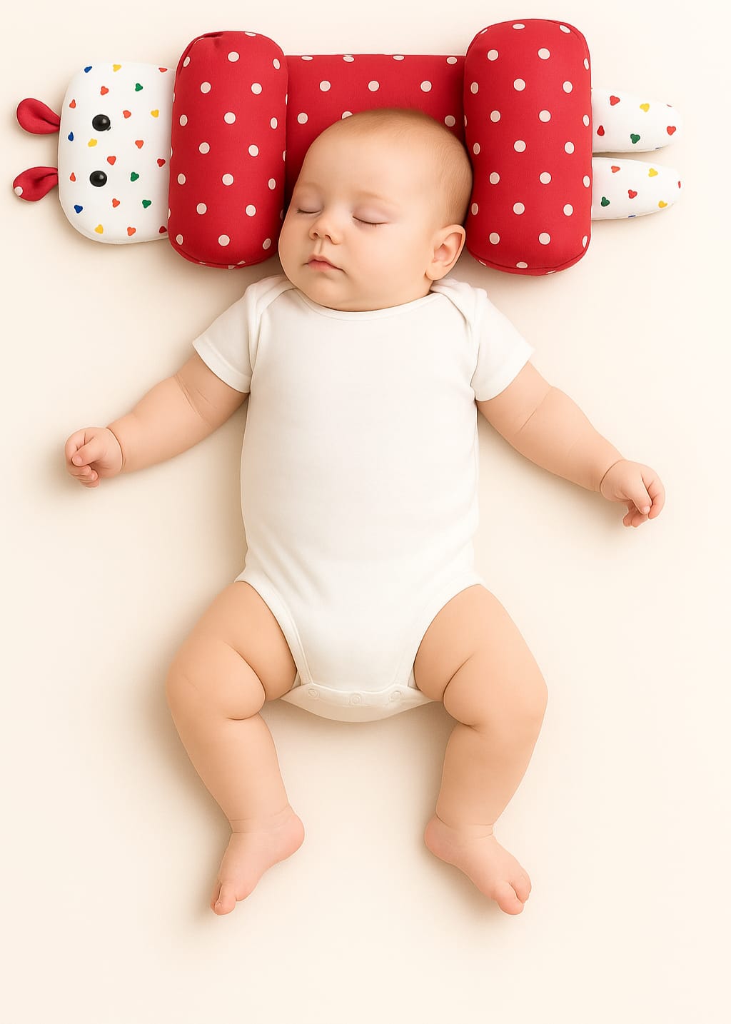 Adjustable baby head shaping pillow made of breathable cotton for flat head prevention