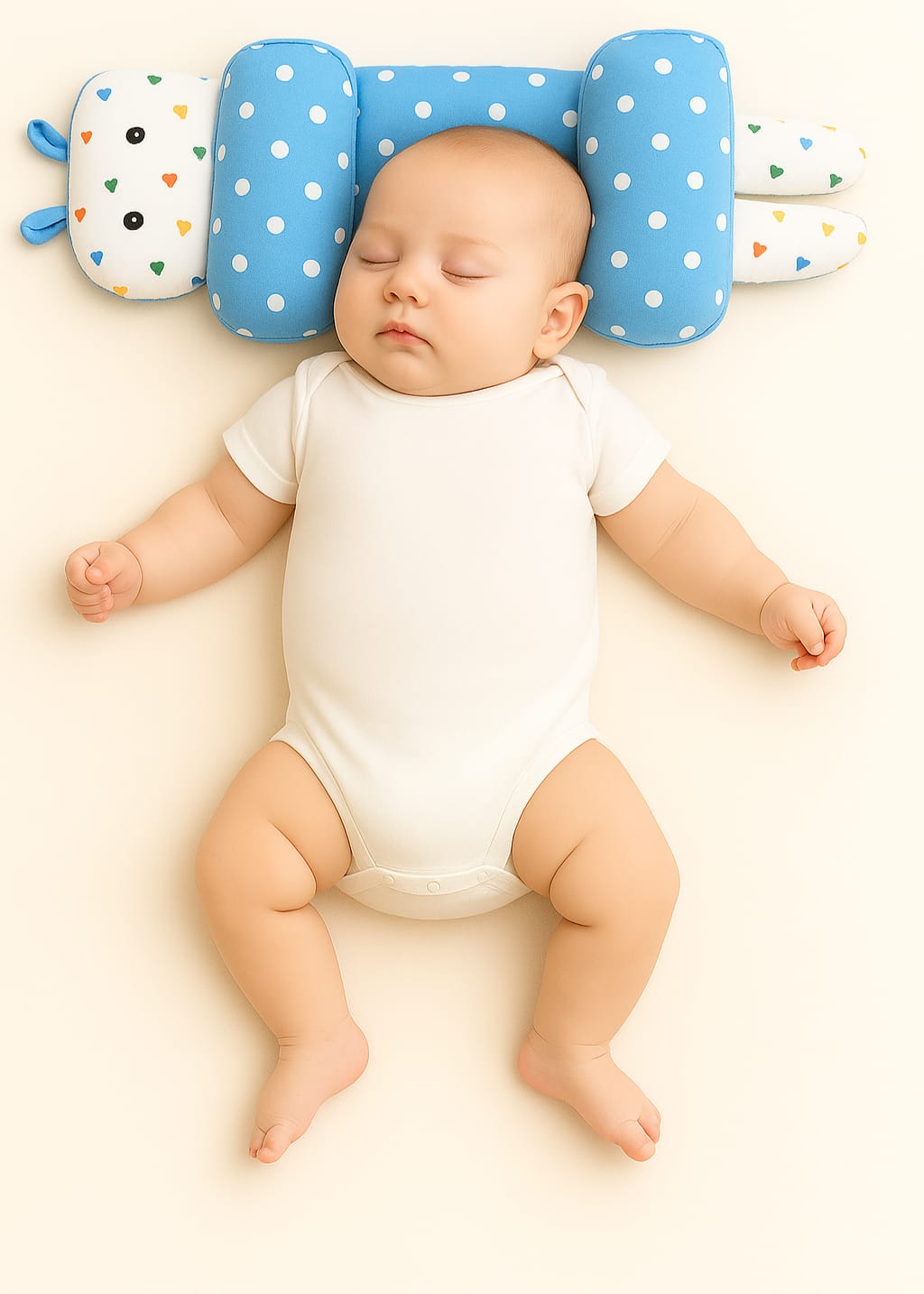 Adjustable baby head shaping pillow made of breathable cotton for flat head prevention