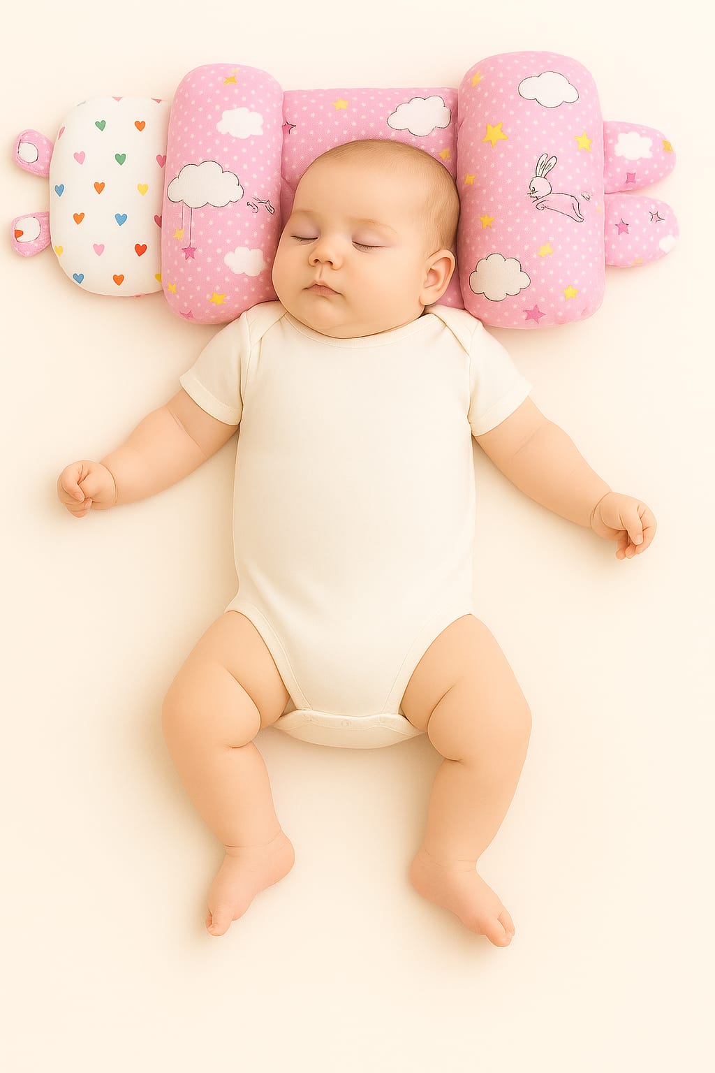 Adjustable baby head shaping pillow made of breathable cotton for flat head prevention