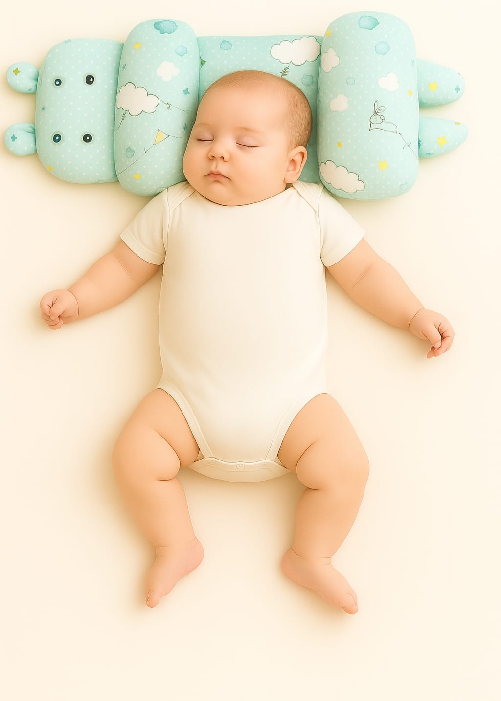 Adjustable baby head shaping pillow made of breathable cotton for flat head prevention
