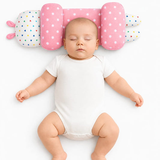 Adjustable Baby Head Shaping Pillow - Polka Dot - Pink