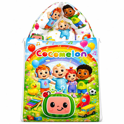 Baby carry nest sleeping bag zipped hood in cocomelon JJ character pattern