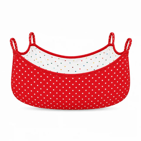 Heavy duty baby cradle cloth swing with mosquito net in red polka dot print